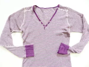 WOMENS JANUS NORWAY 100% MERINO WOOL SWEATER BASE LAYER STRIPES TOP SIZE: S/M - Picture 1 of 8