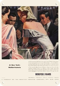 1948 Waldorf Astoria Hotel NYC & Webster Cigars *DECORATIVE REPLICA METAL SIGN* - Picture 1 of 1