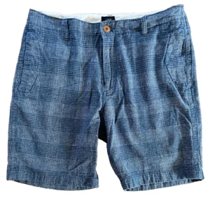 J Crew Men's Preppy Golf Shorts 32W Blue Plaid Check Pockets 9" Inseam Chino - Picture 1 of 12