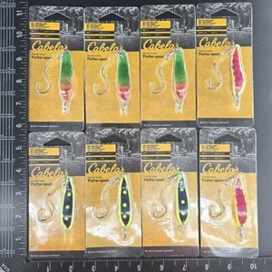 8 LOT CABELA'S FLUTTER SPOON PINK COPPER NICKLE DEATH ROLL HOOK 3.5" 1/4 OUNCE - Picture 1 of 2