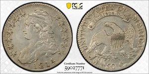 1814/3 CAPPED BUST HALF DOLLAR 50C PCGS XF DETAIL SCRATCH ROTATED REVERSE (H121) - Picture 1 of 5