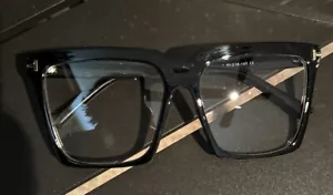 Aieyezo Oversized Retro Clear Lens Blue Light Thick Square Black Frame ~ Unisex - Picture 1 of 2