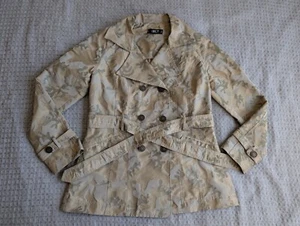 Studio IKO Blazer Women US 6 Green Brown Camouflage Belted Double Breasted Italy - Picture 1 of 13