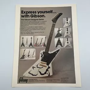 Gibson Designer Series Guitars 1984 Print Ad 8.5x10.5 Flying V Gibson Explorer - Picture 1 of 2