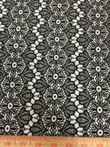 Stickerei Spitze auf Stretch französische Baumwolle schwarz n cremeweiß floral Blumen von Yrd - Bild 1 von 4