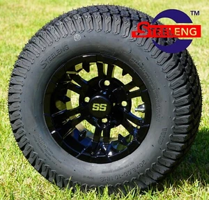 GOLF CART 10"x7" BLACK VAMPIRE WHEELS/RIMS and 20" STREET/TURF TIRES (SET OF 4) - Picture 1 of 5