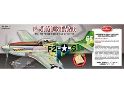 Guillow's Model Kits 402LC - P-51 Mustang - 1:16 Scale flying model kit in balsa - Immagine 1 di 2