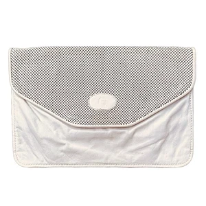 Glomesh weiß Leder & Netz Handtasche Clutch Abend 11”x 7,5” - Bild 1 von 8