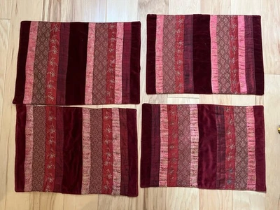 Unbranded Elegant Holiday Christmas PlacematSet of 4 Red Velvet Satin India - Image 1 of 4