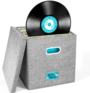 Vinyl Schallplatten Aufbewahrungsbox für bis zu 50+ 12 Zoll Alben, Schallplattenkiste, LP Album S - Bild 1 von 12
