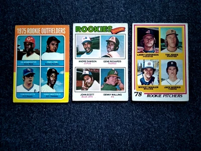 1975 1977-78 Topps Andre Dawson Fred Lynn Jack Morris Salón de la fama Novato Béisbol Lote 3 Foto 1 de 4