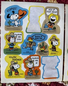 Vintage Peanuts Gang Charlie Brown Snoopy &Lucy stickers 2 sheets with 15 total  - Picture 1 of 2