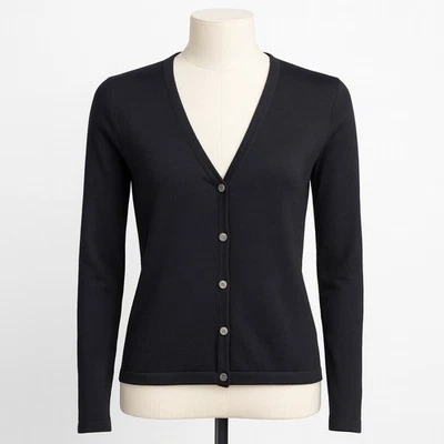 Suéter Cárdigan Preppy Negro Mezcla Seda XS Y2K Ivy Classic Jones Nueva York Foto 1 de 4