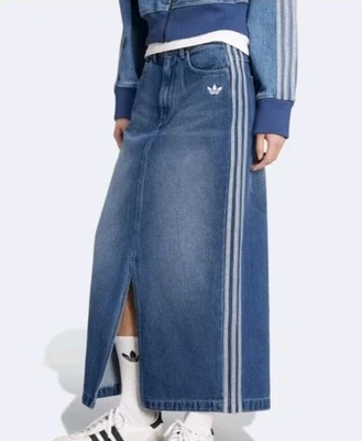 Adidas Adicolor 3-Stripes 90's FASHION Denim Pencil Skirt 8 New Nwt AUTHENTIC - Image 1 of 4