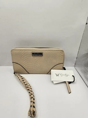 Jessica Simpson Beige Faux Leather Wristlet Wallet Clutch - Image 1 of 4