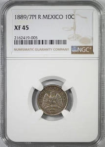 1889/7 PI R Mexico 10C Centavos NGC XF45 - Picture 1 of 5