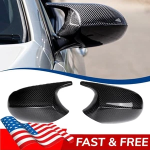 2x Carbon Black Side Mirror Cover Caps Casing Housing for BMW 2009-2011 E90 E91 - Picture 1 of 12