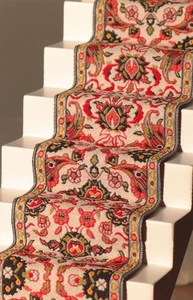 Red and Cream Stair Carpet for 12th Scale Dolls House - Picture 1 of 1