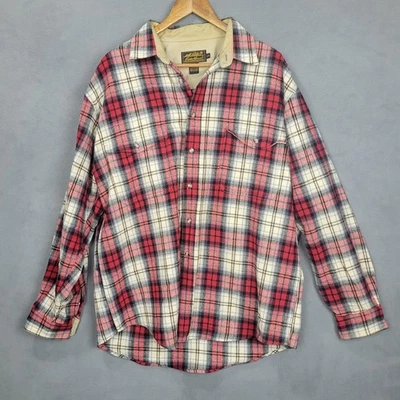 Vintage Eddie Bauer Shirt Mens XL Red Plaid Wool Flannel Outdoor Seattle 90s - Image 1 of 4