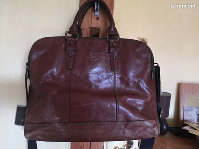 Fossil Evan Porte-document 15″ cuir de vache brun excellent état - Photo 1/4