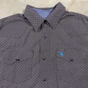 Camisa a Presión Rodeo Clothing Co Para Hombres Perla Occidental Marrón Azul Patrón L - Imagen 1 de 7