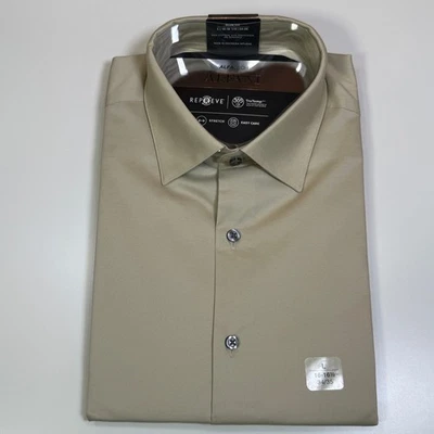 Alfani Men's Slim-Fit Temp Regulating Dress Shirt, brown rice 16-16.5 34-35 $65 - Image 1 of 4