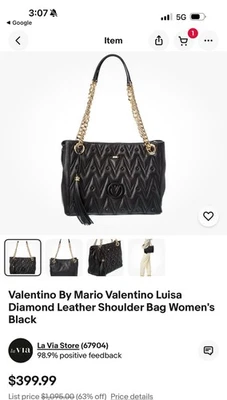 Bolso de Mano Valentino by Mario Valentino Grande Verra Tachuelas $1195 Italia  Foto 1 de 3