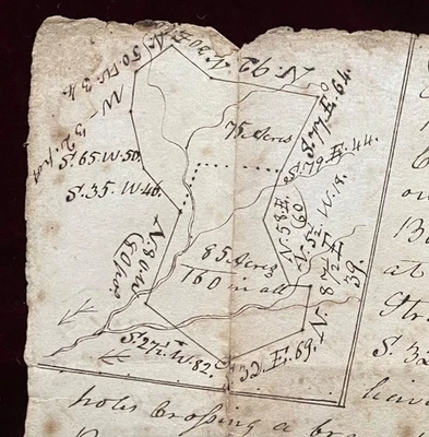 1827 MONTGOMERY COUNTY VIRGINIA LAND SURVEY MANUSCRIPT MAP ROANOAKE  160 ACRES - Image 1 of 4