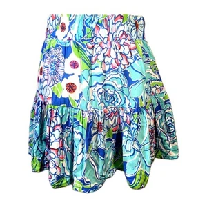 Lilly Pulitzer Merrick kurzer Minirock mehrfarbig Gr. S Blumen Rüschen Skater - Bild 1 von 10