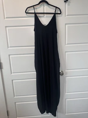 Maxi Vestido Elan Negro Boho Minimal Bolsillos Mujer Talla Mediana Grande Foto 1 de 4