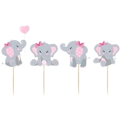Finduat 48 Piezas Toppers Cupcake Elefante Rosa para Niña Baby Shower Decoración... Foto 1 de 4