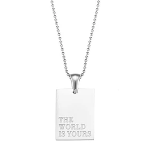 Collar Colgante The World Is Yours Chapado en Oro Blanco 18K Acero Inoxidable - Imagen 1 de 7