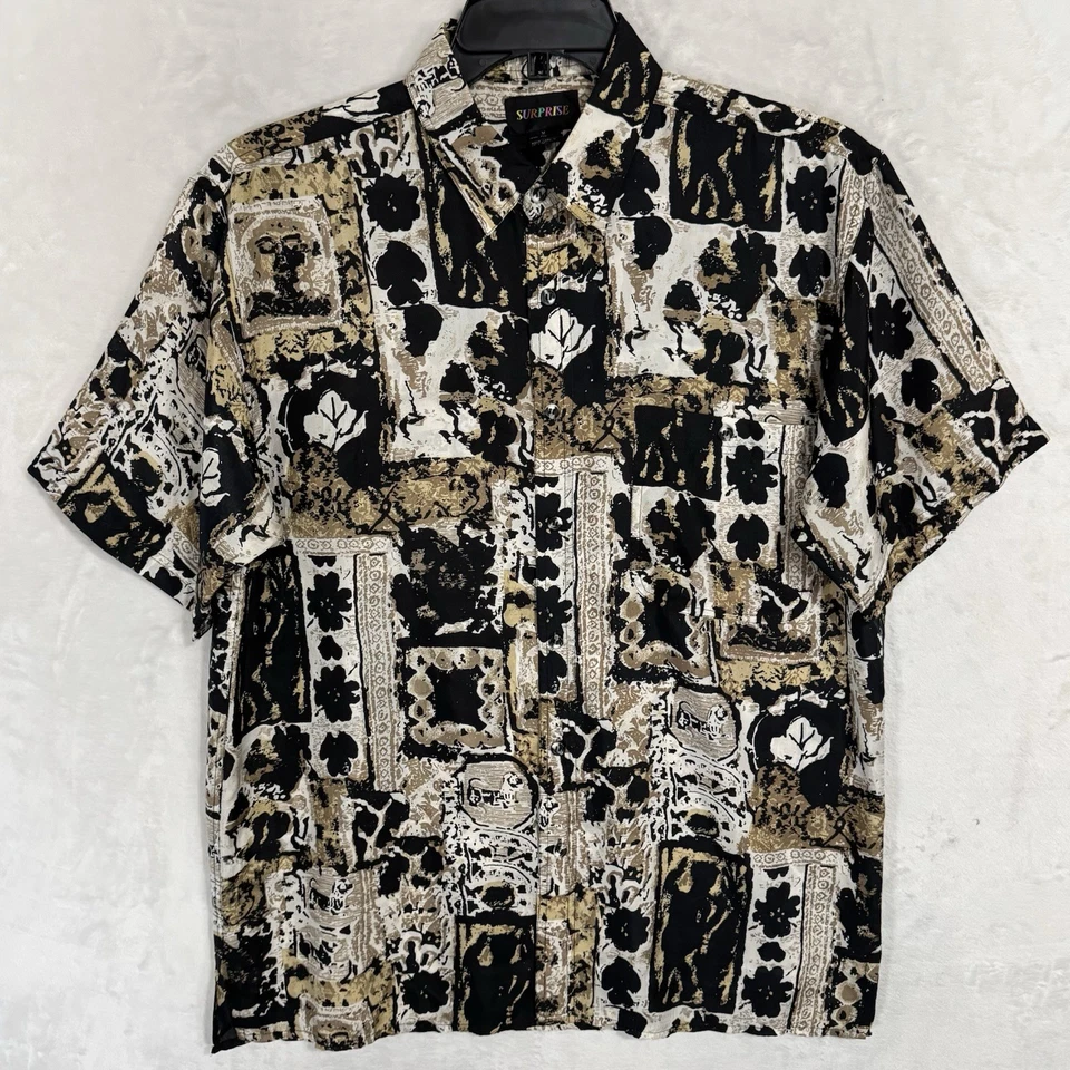 Camisa De Colección Años 90 Seda Con Botones Talla M Dachshund Perro Estampado Novedad Abstracta Foto 1 de 4