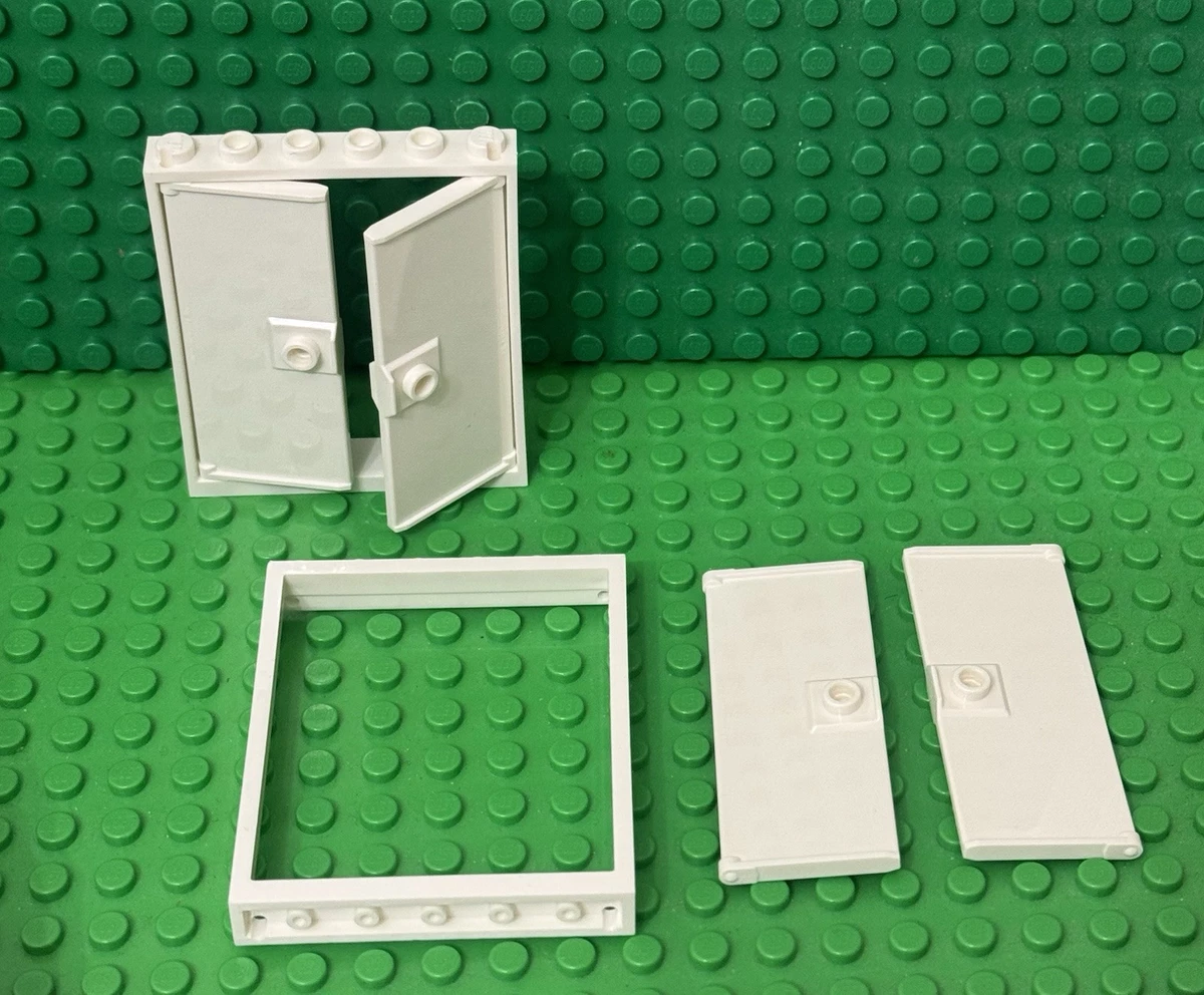 Lego 2 City White Double Door Assemblies (2 Door Frames 1x6x6 And