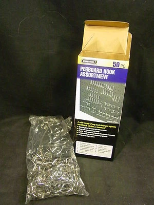 50 Piece Workbench Pegboard Hook Assortment Set Peg Board Work Bench Hooks NEW - Image 1 of 4