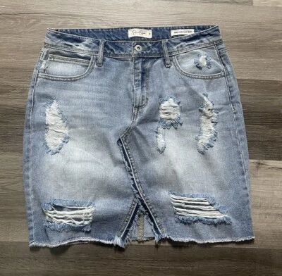 Джинсовая юбка с высокой талией Jessica Simpson Adorn размер 29 искусственно состаренные джинсы новые без этикеток! - Изображение 1 из 4