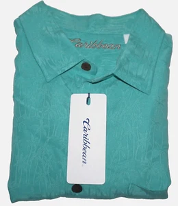 Camisa de campamento Roundtree Yorke Caribe manga corta XL verde piscina nueva con etiquetas (ryc314) - Imagen 1 de 6