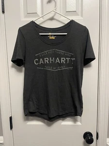 Graues Carhartt Damen-T-Shirt mit kleinem U-Ausschnitt. - Bild 1 von 7