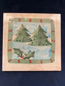 Marco E Cristina Árbol de Navidad Remache Azulejo Cerámico Hecho en Italia 8" x 8" Artesanal - Imagen 1 de 6