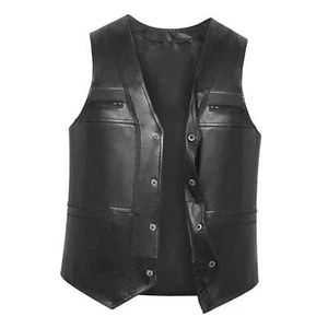 Waistcoat Male Lightweight Mens PU Leather Vest for Party Hunting Sports - Picture 1 of 23