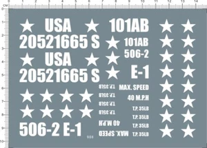 Modellino kit decalcomania marina marcature WILLYS JEEP militare scala 1/6 WWII US Army 101 - Foto 1 di 1