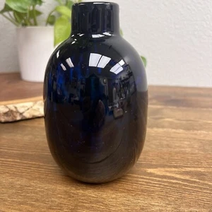 Kobaltblau Schwarz Gepunktet Glas Vase Jozefina Krosno Polen Vintage - Bild 1 von 5