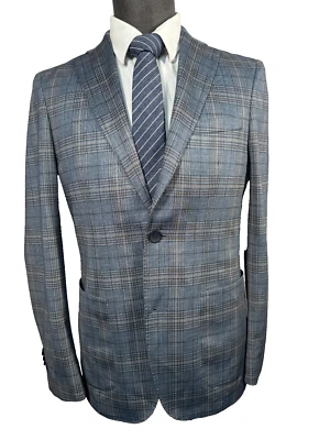 Chaqueta Blazer Abrigo Deportivo BAR III Para Hombres Azul GLEN CHECK SLIM FIT STRETCH 36R Foto 1 de 4
