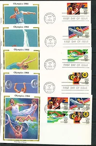 1983 FDC Set di 5 - Scott# C105-08 - Olimpiadi - Colorano Cachet UA - Foto 1 di 1