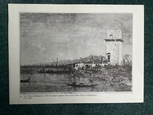 The Venetian Lagoon ,View of the Tower of Malghera, Canaletto, Vintage Print - Picture 1 of 2
