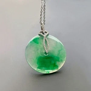 【KATHY JADE】Ciondolo Giada Ciambella Verde Floreale Smeraldo Ghiacciato《Grado A》 - Foto 1 di 5