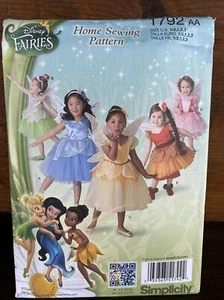 Patrón de costura simplicidad de las hadas de Disney 1792 AA talla 1/2 1 2 3 Campanilla NUEVO - Imagen 1 de 3