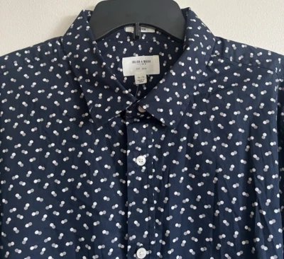 Julian & Mark Men Button up Shirt XL Long Sleeve Blue Geometric Stretch NEW - Image 1 of 4