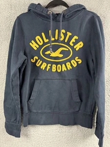 Hollister Mens Hoodie S Blue Stitched Yellow Lettering Sweatshirt Surf Boards - Picture 1 of 14
