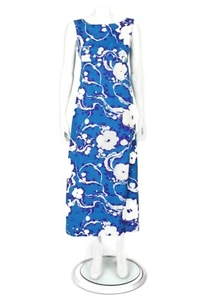 Vintage Ui Maikai Hawaiian Aloha Muumuu Maxi Dress Blue size S (needs TLC) 552 - Picture 1 of 8